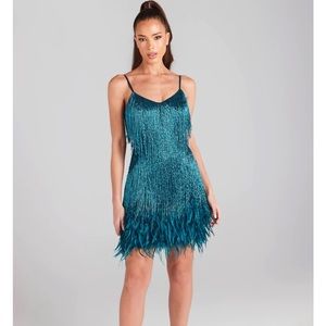 Nadine Merabi Lottie Teal Dress NWT